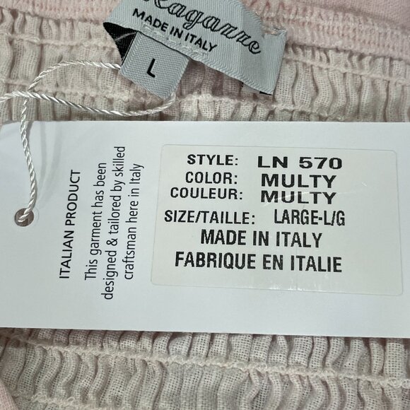 LE RAGAZZE NWT Sleeveless Empire Maxi Dress Linen Blnd Border Seaside Pnk/Mult L - Picture 9 of 11